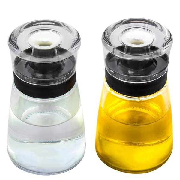 Oljespridare för camping – (5,4 oz / ca 160 ml) Glasflaska för olivolja och vinäger, set om 2