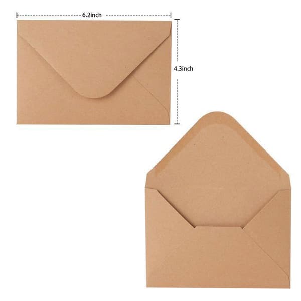 Kraftpapper kuvert med V-flik (50-pack, 4 x 6 tum) — Passar för kort, inbjudningar och vykort;