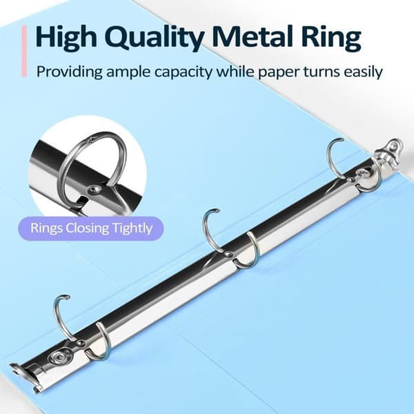 3-ring binder (2,5 cm / 1 in), transparent omslag, rosa, A4-format, ultrahållbar