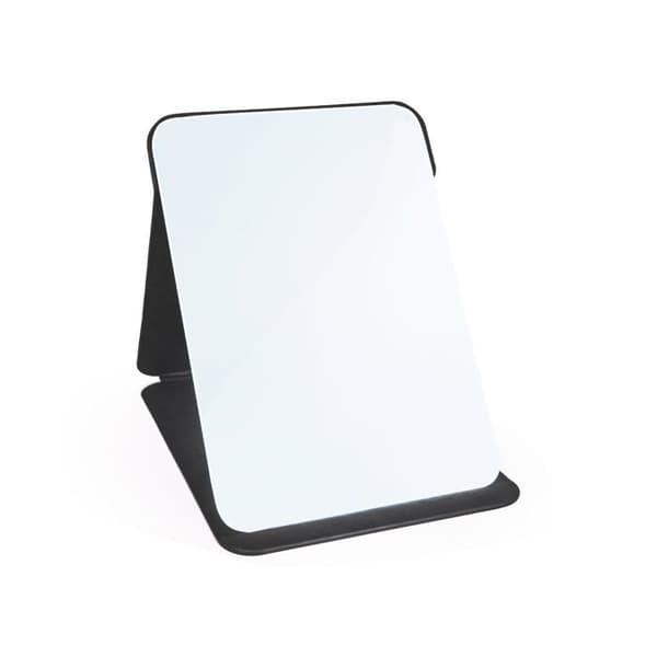 Makeup spejl, bærbart spejl i kunstlæder (6 x 8 tommer), foldbart bordspejl med justerbar støtte (Medium, Sort)