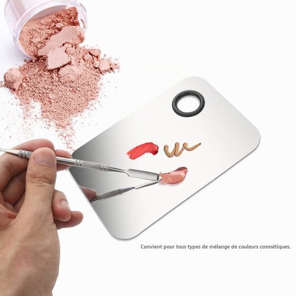 Foundation palette - SONGHUI - 2-delt model - Rustfrit stål - 11,5×7,5 cm - Skraber med tommelring
