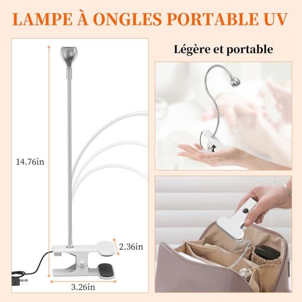 UV LED lampe - SONGHUI - UV 3W - USB 5V - 360° svanehals - fastgøringsklemme Pengar