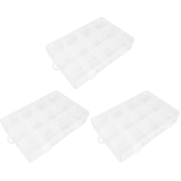 Förvaringslåda i plast - SONGHUI - 12 fack - Justerbara avskiljare - Transparent PP - 3-pack