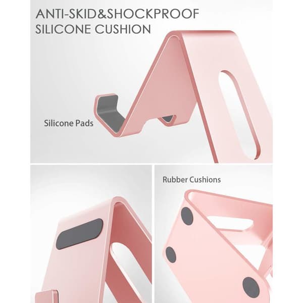 Stöd för telefon, skrivbordstöd i aluminiumlegering - rosa