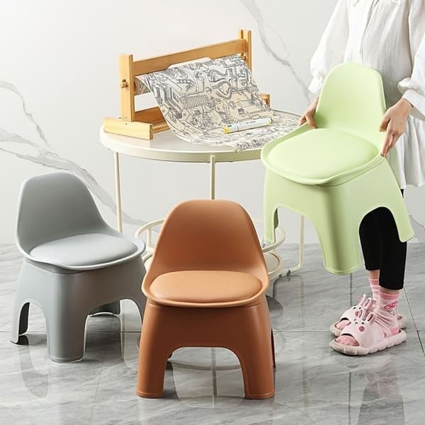 Barnpall - VÄXA - Rund - Plast - Ergonomisk ryggstöd - Polstrad sits Grå