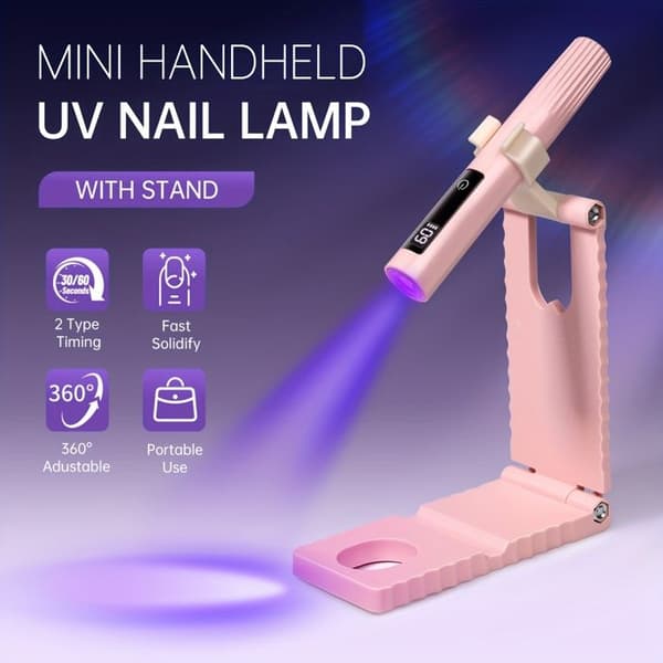 UV LED lampe til negle - UDVÆKST - Bærbar 2-i-1 - Foldestøtte - Genopladelig USB - LCD-skærm Ros