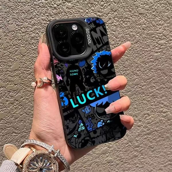 iPhone-kuori, graffitikuosi, hopeakehys, PC-materiaali, iskunkestävä - musta.