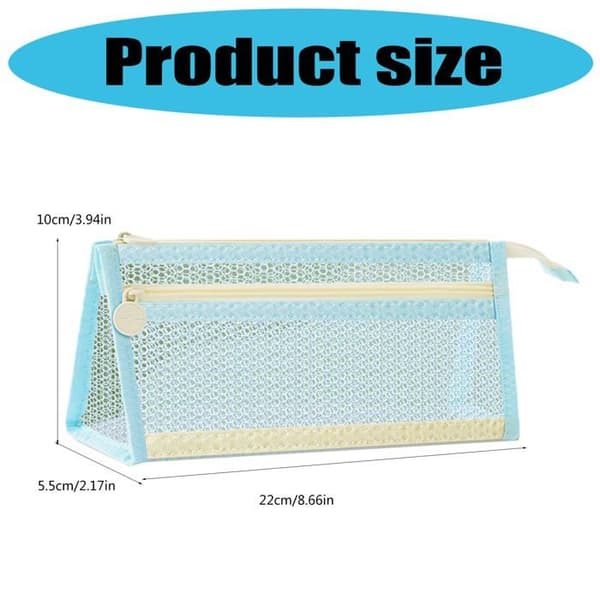 Pencilcase - SONGHUI - Stor kapacitet dobbelt lag - Gennemsigtig mesh - Rosa Ros