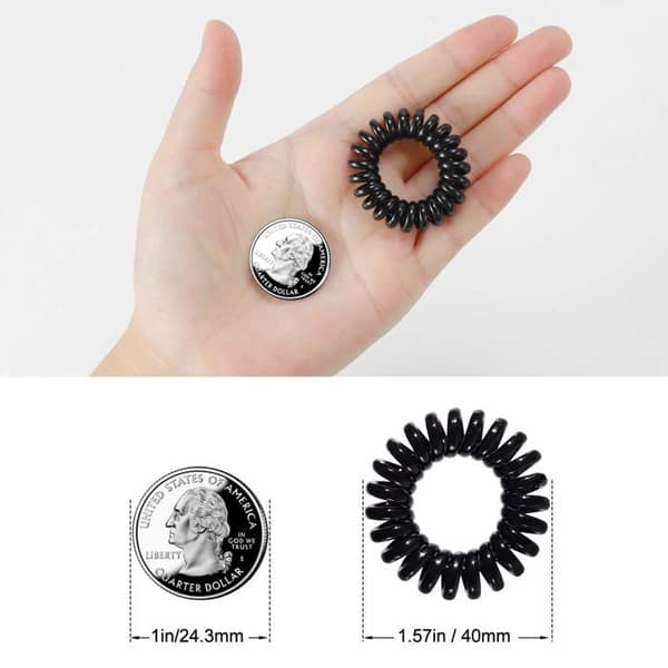 Hår elastikker spiraler - SONGHUI - Sæt af 30 - Sort & Transparent - TPU mærkefri - Diam. 3,8 cm Svart och klar