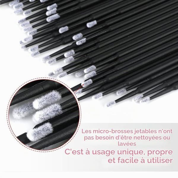 Set med 200 svarta mini penslar, nano bomullspinnar för applicering av eyeliner, engångspenslar för precision.