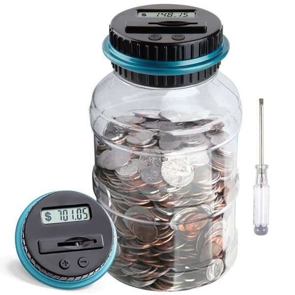 Elektronisk sparegris - SONGHUI - Model 1,8 L - LCD-skærm - Møntgenkendelse - ABS-plastik Blå