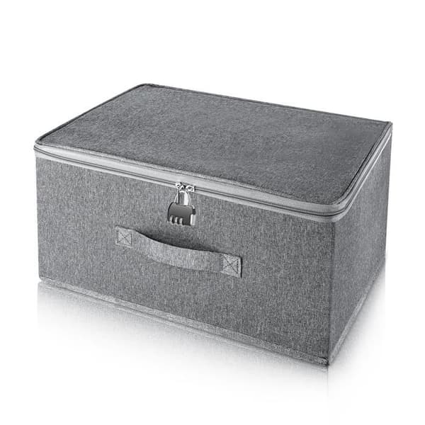 Låsbart förvaringsbox - SONGHUI - 40x30x21 cm - Fällbar - Stapelbar - Kationisk tyg Grå