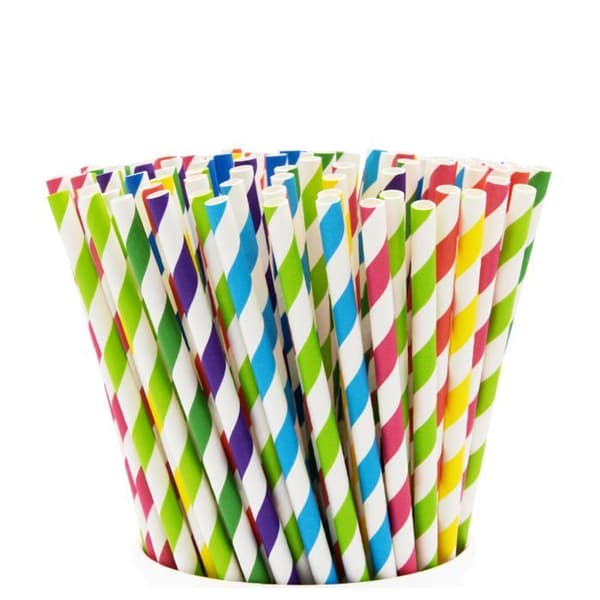 Randiga papperssugrör - SONGHUI - 200-pack - 100% biologiskt nedbrytbara - Fuktresistenta - Längd 19,7 cm