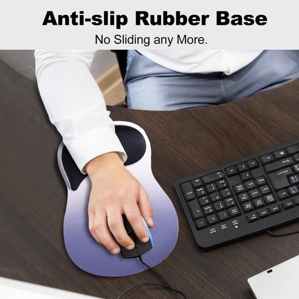 Mussemåtte med håndledsstøtte, ergonomisk støtte i memory-skum, mussemåtte til gaming