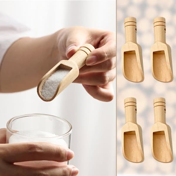 Set med 4 mini-skedar - SONGHUI - 23 x 76 mm - Trä - Bekväm att hålla i - Mångsidiga (salt, socker, kryddor)