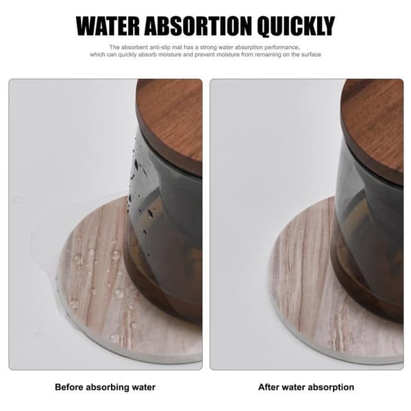 Sæt med 6 absorberende keramiske coasters med opbevaringsholder — Marmor mønster, 4 tommer