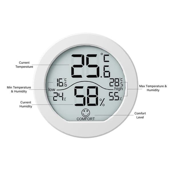 Digital termometer-hygrometer - SONGHUI - Hvid - ±1°F præcision - ±3% HR - Komfortindikator Vit