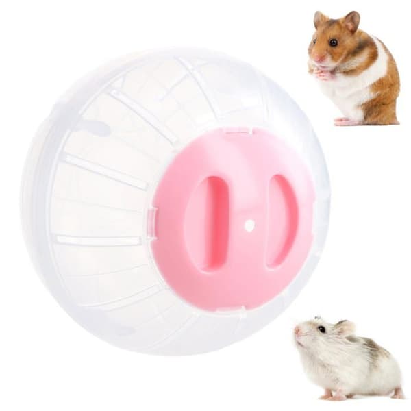Træningsbold til hamster - SONGHUI - 14,5 cm - gennemsigtig (rosa) - ventileret - låsbar åbning Klar, rosa
