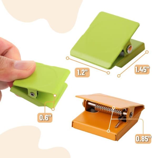 Magnetklemmer - Sæt af 8, assorterede farver, 1,2 tomme, metal klemmer, køleskabsmagneter
