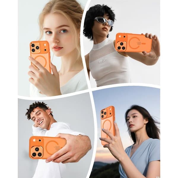 Magnetisk beskyttelsesskal til iPhone 17 Pro Max, blød TPU-ramme, stødabsorberende (orange)