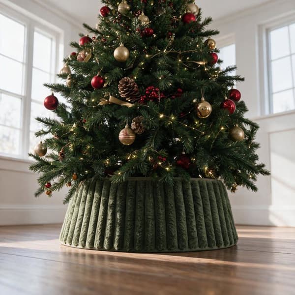 Fantastisk juletræsfod, plysring, festdekoration til hjemmet (grøn)