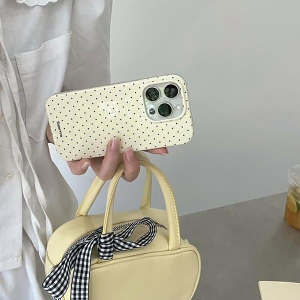iPhone 13/iPhone 14 - Tyylikäs ja söpö pilkullinen, ohut TPU-suojakuori (sitruunankeltainen)