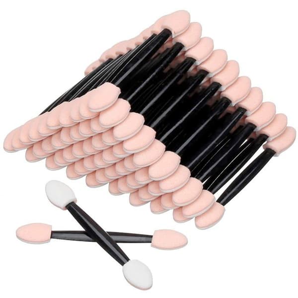 Engångs dubbeländad skumapplikator för ögonskugga / Makeupborste (30-pack - Svart)