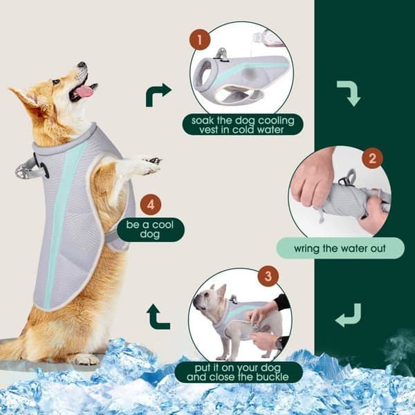 Kølig hundevest - SONGHUI - Justerbar model - Reflekterende - UV-beskyttende - Åndbart mesh