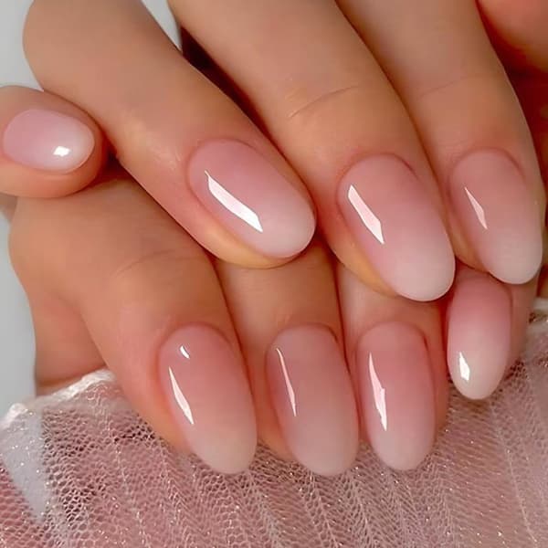 Falske negle - Fransk manicure med gradient - Gradient rosa - Kort oval form - 24 stykker gradientros