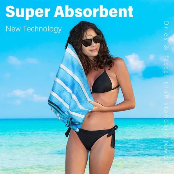 Strandhåndklæde - SONGHUI - Vendbar - Sandafvisende - Hurtigttørrende mikrofiber - Meget absorberende