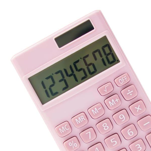 Standard skrivebordskalkulator – Kompakt digital skrivebordskalkulator med 8-cifret LCD-skærm (pink)