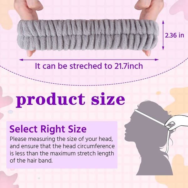 Bandeau spa - SONGHUI - Pakkaus 2 - Mikrofiiberipolyesteri - Musta ja harmaa - Joustava 40–55 cm svart och grått