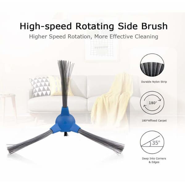 Sidebørster - SONGHUI - Kompatibel med RoboVac 11S/11S MAX/15T/30/30C - Pakke med 6 - Hår 52 mm - Klipsmontering