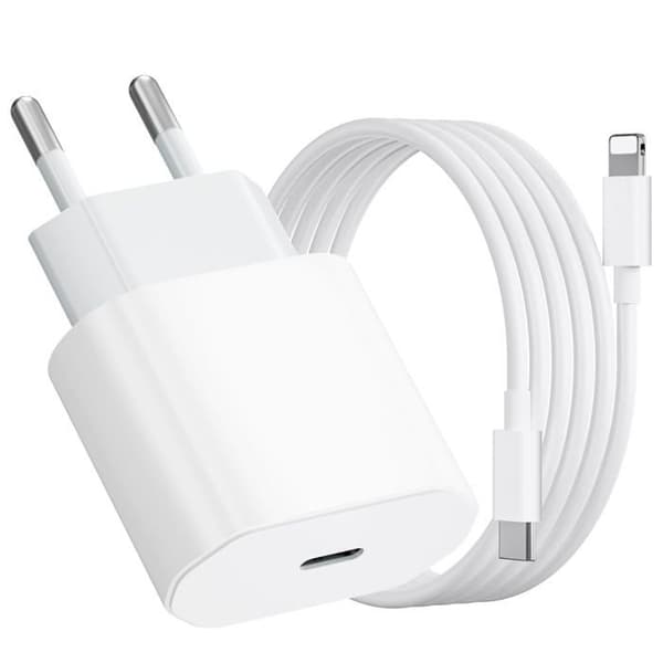 iPhone 20W oplader med 1 meters datakabel, kompatibel med hurtigopladning af iPhone 8 til 14.