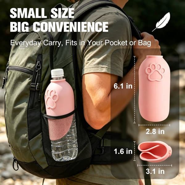 Kannan lisävaruste koirille, yhteensopiva 26 mm tai suurempien pullonsuiden kanssa (Vaaleanpunainen)