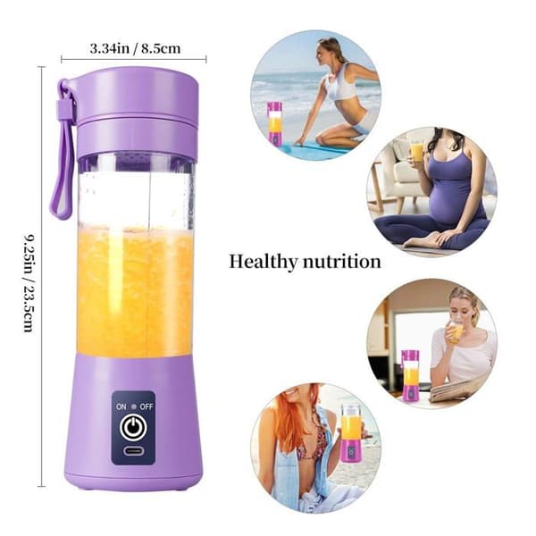 Mini blender bærbar - SONGHUI - 380 ml - 6 3D blade - USB batteri 2000 mAh - Lilla