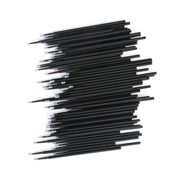 Set med 200 svarta mini penslar, nano bomullspinnar för applicering av eyeliner, engångspenslar för precision.