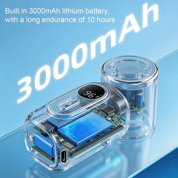 Bærbar ventilator - SONGHUI - Mini 3000 mAh - TEC-køling - LED-skærm 5 hastigheder - USB-C opladning