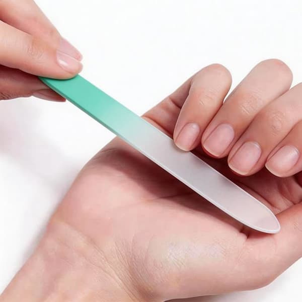 Glas neglefile (med opbevaringsetui, sæt af 3), dobbelt-sidet krystal neglefile (rosa, mintgrøn, blå)
