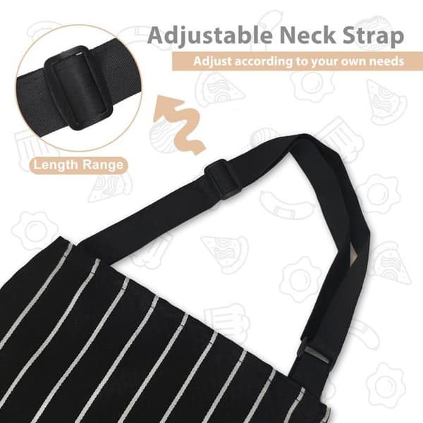 Köksförkläde - SONGHUI - Unisex justerbart - 2-pack - 2 framfickor - Lätt andningsbart tyg