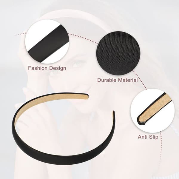 Satinband - SONGHUI - 2-pack - Enfärgad halkfri - Bredd 1,6 cm - Beige/Svart beige