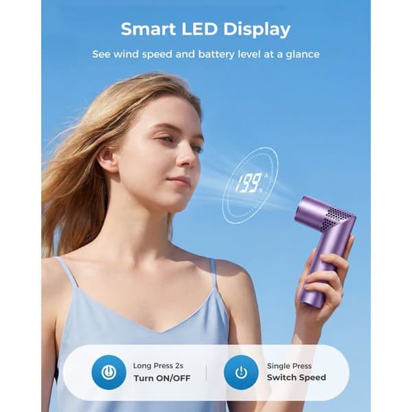 Bærbar ventilator - SONGHUI - 20 750 omdr./min - 199 hastigheder - Batteri 3000 mAh - Sammenklappelig 3-i-1