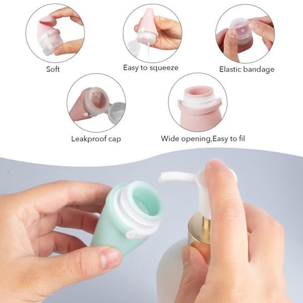 Reseflaskor på 30 ml - Vattentäta silikon, TSA-godkända, bärbara resebehållare (4-pack)