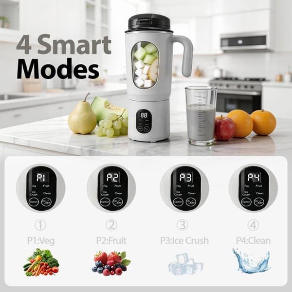 Bærbar smoothie mixer - SONGHUI - Beholder 580 ml - 50 W - USB-C genopladelig - 12 rustfrie stålblade