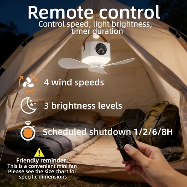 Bærbar ventilator (ophængt/skrivebord) - SONGHUI - 11 tommer - Genopladelig USB - 4 hastigheder - Timer