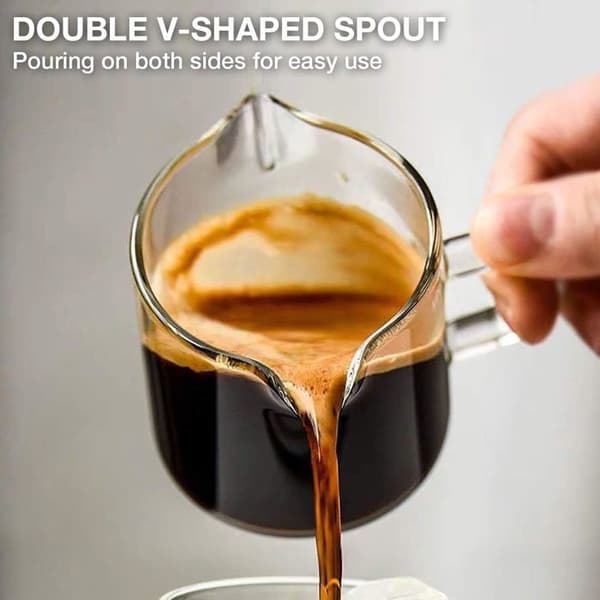 Espressokopper (sæt af 2), 4 oz målekop med håndtag og dobbelt hældetud