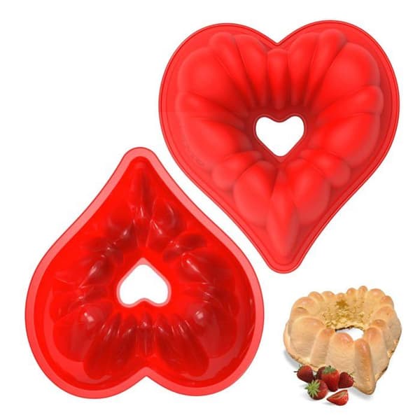 Hjärtfomad bakform (set om 2) – Non-stick silikonform i hjärtform (8 tum / ca 20 cm)