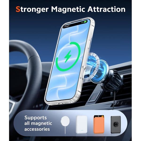 Transparent skal för iPhone 18 Pro/17 Pro, MagSafe-kompatibel, robust och stöttålig (1 styck)