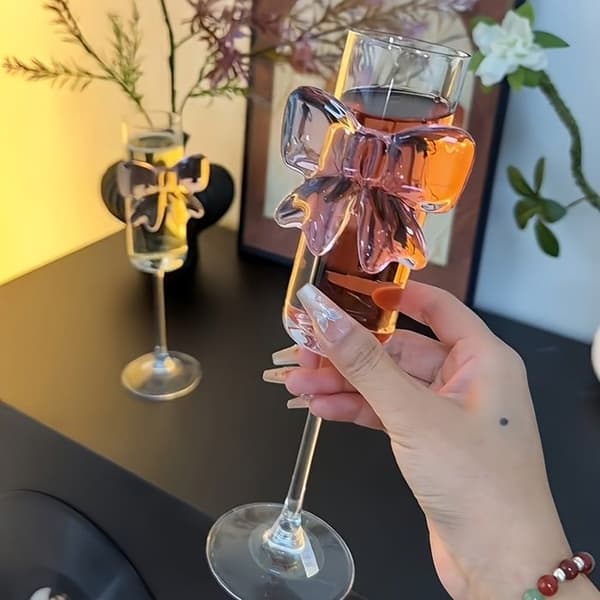 Champagneglas - S'AGRANDIR - Kristallstil - Rosa knut - Set om 4 - 170 ml