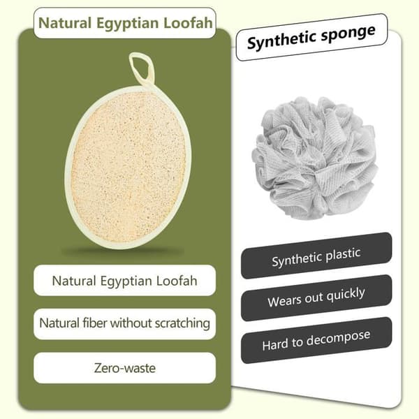 Naturlig luffasvamp - SONGHUI - Sæt med 2 - Ekstra stor dobbelt side - Egyptisk luffa - Blid eksfoliering